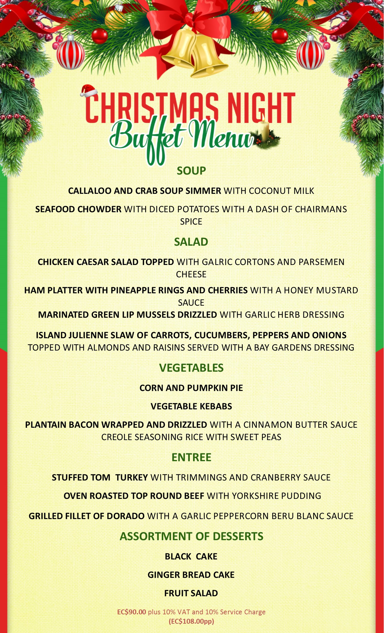 Christmas Buffet Menu 2024