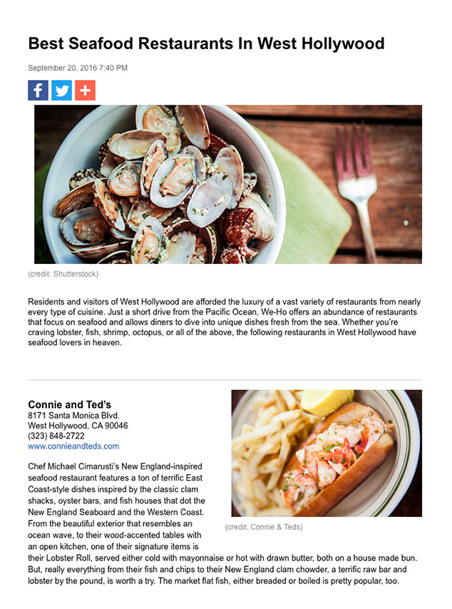 Best Seafood Restaurants in West Hollywood