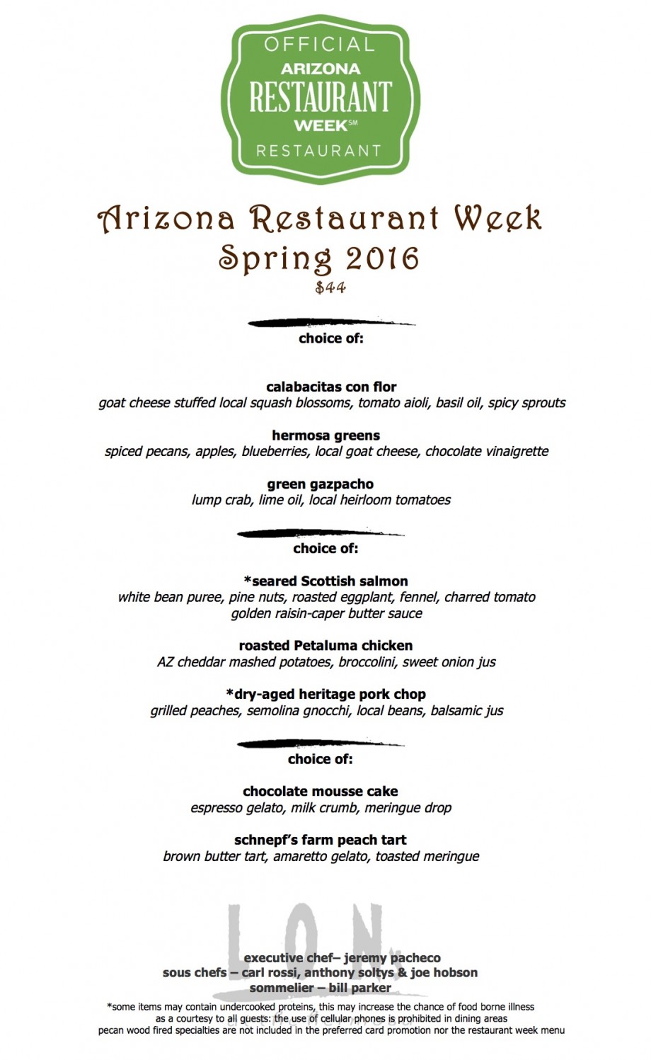 Arizona Restaurant Week Spring 2016