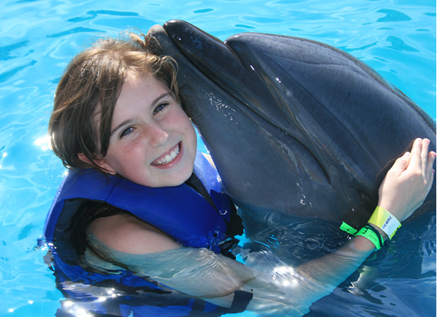 Nado con delfines